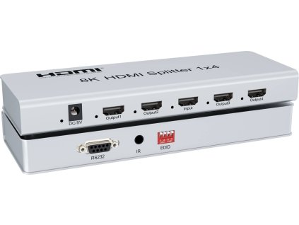 PremiumCord HDMI 2.1 splitter 1-4 porty, 8K@60Hz, 4K@120Hz, 1080p, HDR (khsplit4p)