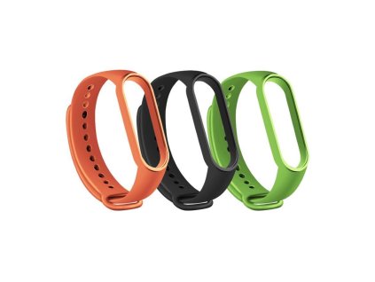 RhinoTech řemínky pro Xiaomi Mi Band 6 (3-pack černá, oranžová, zelená) (RTACC229)