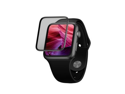 Ochranné tvrzené sklo FIXED 3D Full-Cover pro Apple Watch 44mm s aplikátorem, s lepením přes celý displej, černé (FIXG3D-434-BK)