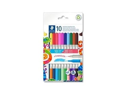 STAEDTLER Fixy "3280", 20 různých barev, sada, 1-3 mm, oboustranné, vypratelné 3280 C10 (TS3280C10)