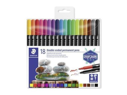 STAEDTLER Permanentní popisovače "Twin-tip", 18 barev, 0,4/2,0 mm, oboustranné 3187 TB18 (TS3187TB18)