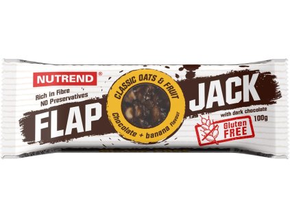 Nutrend Tyčinka Flapjack GLUTEN FREE 100 g, čokoláda + banán s hořkou čokoládou (VM-044-100-ČOBČ)
