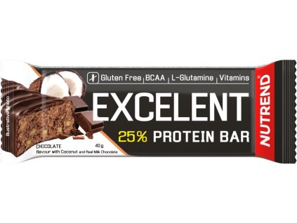 Nutrend EXCELENT protein bar 40 g, čokoláda+kokos (VM-025-40-ČKO)