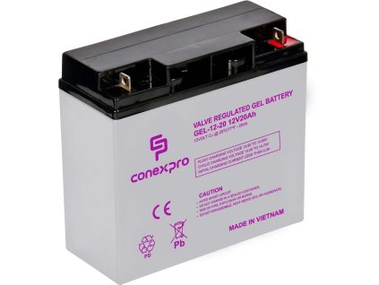 Conexpro baterie gelová, 12V, 20Ah, životnost 10-12 let, M5, Deep cycle (GEL-12-20)