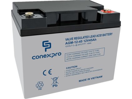 Conexpro baterie AGM 12V, 45Ah, životnost 10 let, M6 (AGM-12-45)