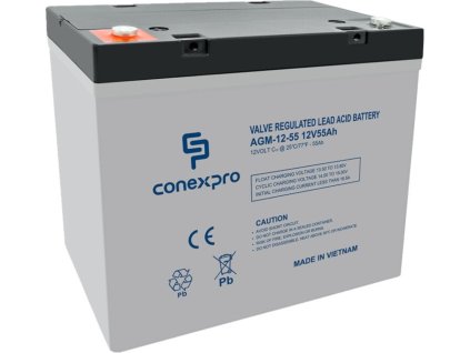 Conexpro baterie AGM 12V, 55Ah, životnost 10 let, M6 (AGM-12-55)