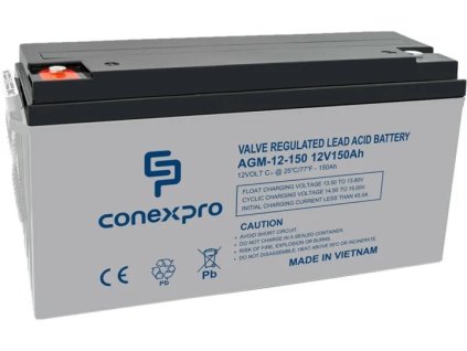 Conexpro baterie AGM 12V, 150Ah, životnost 10 let, M8 (AGM-12-150)