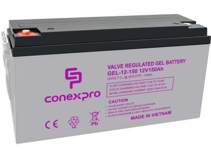 Conexpro baterie gelová, 12V, 150Ah, životnost 10-12 let, M8, Deep cycle (GEL-12-150)