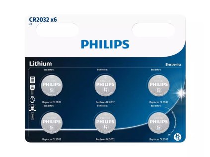 PHILIPS CR2032P6/01B Minicells Baterie, Lithium (6ks) (Phil-CR2032P6/01B)