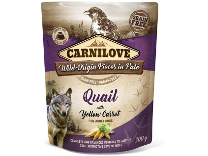 Carnilove Dog Pouch Paté Quail with Yellow Carrot 300g kapsičky pro psy (8595602537686)