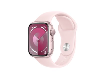 Apple Watch Series 9 41mm Růžový hliník se světle růžovým sportovním řemínkem - M/L (MR943QC/A)