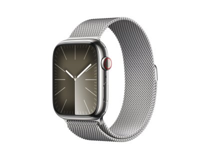 Apple Watch Series 9 45mm Cellular Stříbrný nerez se stříbrným milánským tahem (MRMQ3QC/A)