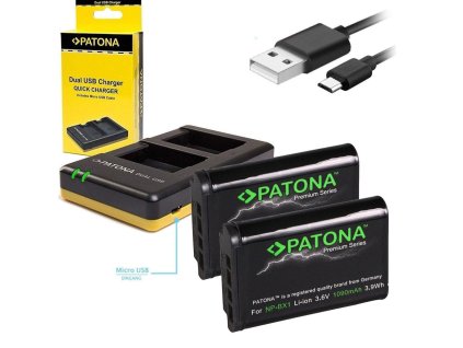 PATONA nabíječka Foto Dual Quick Sony NP-BX1 + 2x baterie 1090mAh USB (PT1974B)