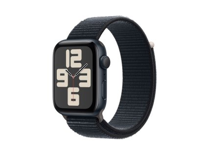 Apple Watch SE 44mm Temně inkoustový hliník s temně inkoustovým provlékacím sportovním řemínkem (MREA3QC/A)