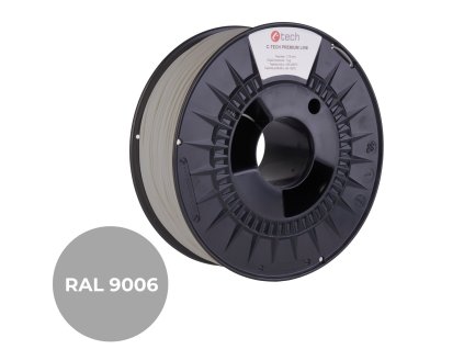 C-TECH PREMIUM LINE, PETG, bílý hliník, RAL9006, 1,75mm, 1kg (3DF-P-PETG1.75-9006)