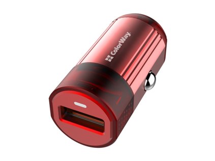 ColorWay nabíječka do auta 1x USB 18W QC3.0, červená (CW-CHA012Q-RD)