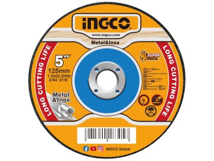 Ingco MCD121251 Kotouč řezný na kov, 125 x 1,2 x 22,2 mm (MCD121251)