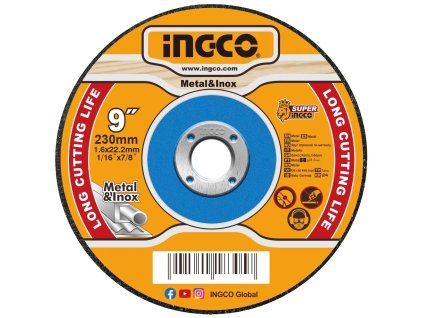 Ingco MCD162301 Kotouč řezný na kov, 230 x 1,6 x 22,2 mm (MCD162301)