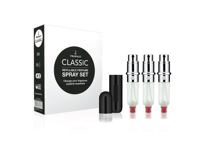 Travalo Classic HD dárková sada Black (plnitelný rozprašovač parfémů 3 x 5 ml + pouzdro) (4897028690780)