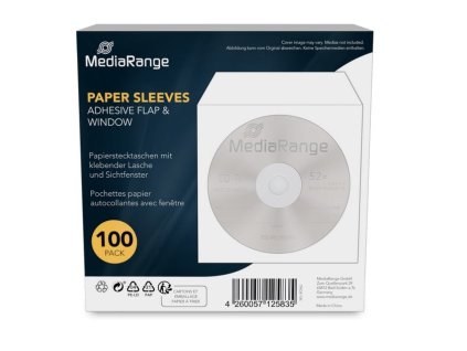 MEDIARANGE obálka papír se zalepovací klopou a okénkem 100ks/bal (BOX62)
