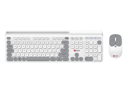 C-TECH Quallis WLKMC-05, bezdrátový combo set s myší, bílá, USB, CZ/SK (WLKMC-05W)