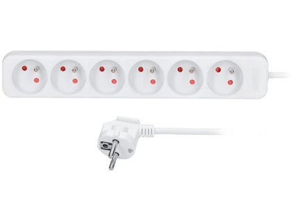Solight prodlužovací přívod, 6 zásuvek, bílý, 1,5m (PP60)