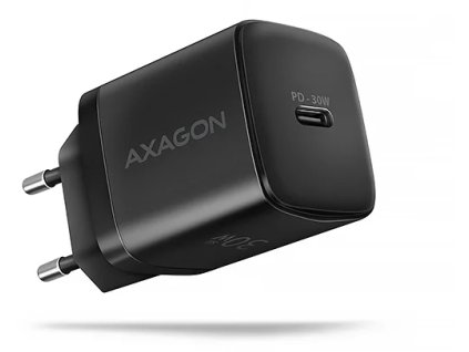 axagon acu pd30 sil nabijecka do site 30w 1x port usb c pd3 0 pps qc4 sfc afc apple cerna ien524043
