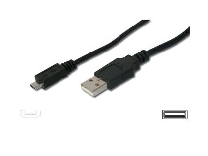 Kabel micro USB 2.0, A-B 2m, černý