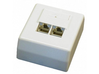 Datová zásuvka STP CAT5E 2xRJ45 na omítku 45st. bílá (2100)