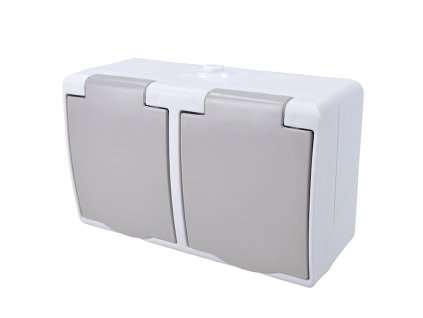 solight dvojzasuvka do vlhka ip54 seda ien501255