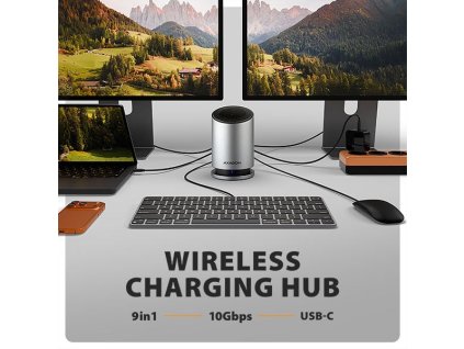 axagon hmc wl9 usb 10gbps hub s qi 3x usb a usb c hdmi dp 4k 60hz rj 45 glan pd 100w kabel usb c 60cm obr galerie big ies96156784