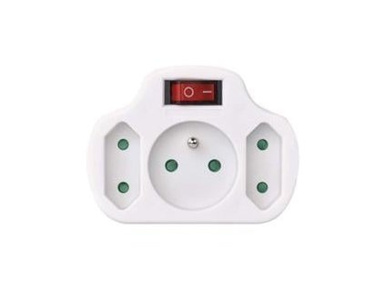 rozbocovaci zasuvka 2 plocha 1 kulata s vypinacem bila ig430453