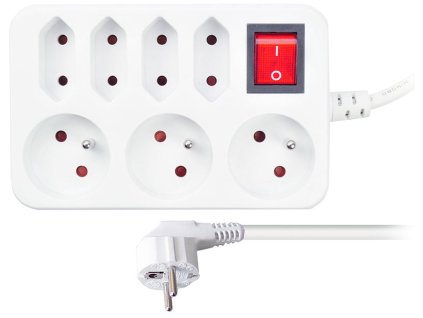 solight prodluzovaci privod 7 zasuvek bily vypinac 2m ien473433