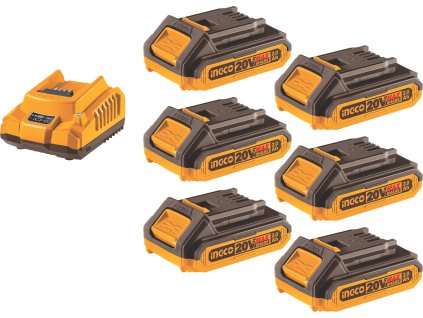 ingco fbcli2062 set nabijecka 6ks baterie 2 0a pro li ion baterie 20v ien532635