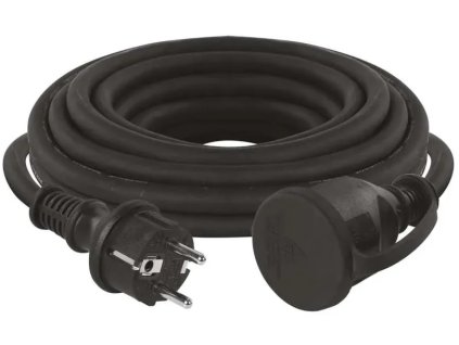 venkovni prodluzovaci kabel 5m 1 zasuvka cerny guma neopren 230 v 1 5mm2 ien430416