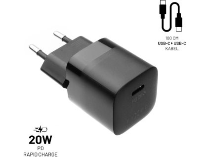 set sitove nabijecky fixed mini s usb c vystupem a usb c usb c kabelu podpora pd 1 metr 20w cerny ien447016