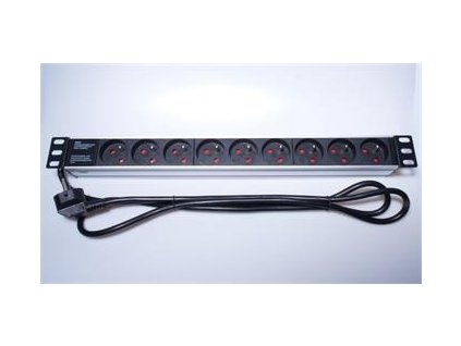 PremiumCord Panel napájecí 1U do 19" racku, 9x230V, 2m kabel (PDU-F10G09)