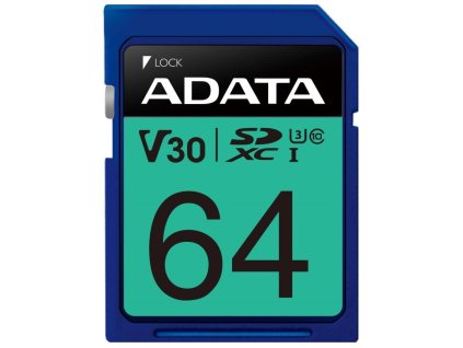 adata sdxc karta 64gb premier pro uhs i u3 class10 v30s 95 60mb s ien295479