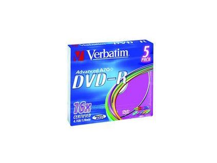 Verbatim DVD-R 4,7GB 16x Slim Colour (5-pack)