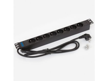 19" Rozvodný panel 8x230V 1U CZ 2m kabel čern