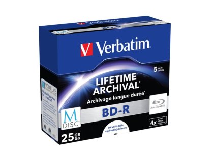 Blu-ray BD-R M-Disc Verbatim 25GB 4x Printable jewel box, 5ks/pack