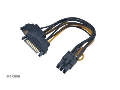 AKASA kabel 2xSATA na 6pin PCIE adaptér, 15cm (AK-CBPW13-15)