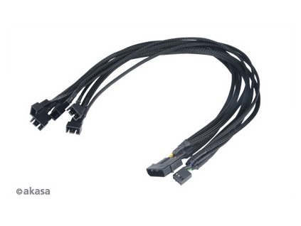 AKASA kabel FLEXA FP5/ pro synchronizaci 5 ventilátorů se základní deskou/ 5x 4pin PWM/ 45cm (AK-CBFA03-45)