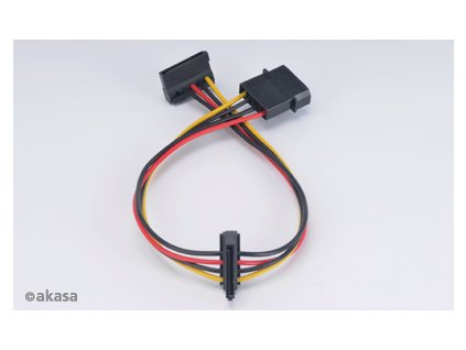 AKASA redukce AK-CBPW01-30 4pin Molex na 2x 15pin SATA Power 30 cm