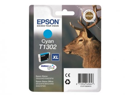 Epson T1302 Cyan 10,1ml pro Stylus SX525WD/SX620FW, Stylus Office BX320FW/BX525WD/BX625FWD - originální (C13T13024012)