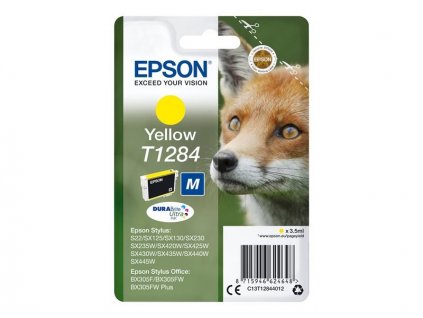 Epson T1284 Yellow 3,5ml pro Stylus S22/SX125/SX130/420W/425W, Stylus Office BX305F - originální (C13T12844012)