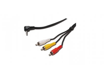 Video + Audio kabel, stereo 3.5mm 4 pinový - 3x CINCH RCA stíněný, M/M, 1,5m (kjack4cin)