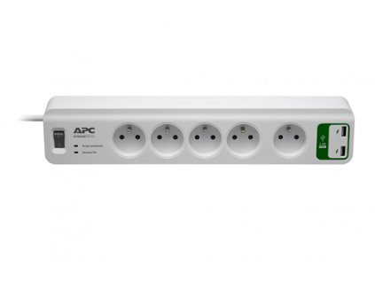 APC Essential SurgeArrest 5 outlets with 5V, 2.4A 2 port USB Charger 230V France - přepěťová ochrana 5 zásuvek 1,8m