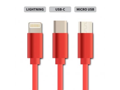 Kabel Geti GCU 02 USB 3v1 červený samonavíjecí (06423909)