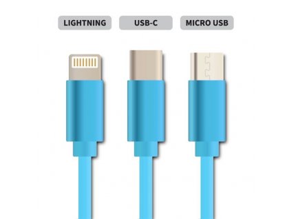 Kabel Geti GCU 03 USB 3v1modrý samonavíjecí